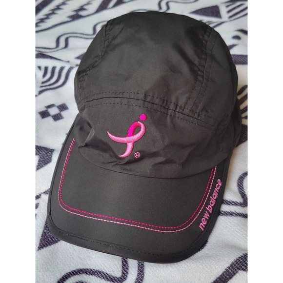 Breast Cancer Awareness Pink Ribbon Running Hat By New Balance. OSFA. Black - Picture 2 of 6